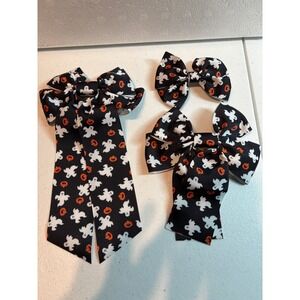 Kids NEW Halloween Ghost Pumpkin Hair Bow Clip Set 3pc Black Orange White